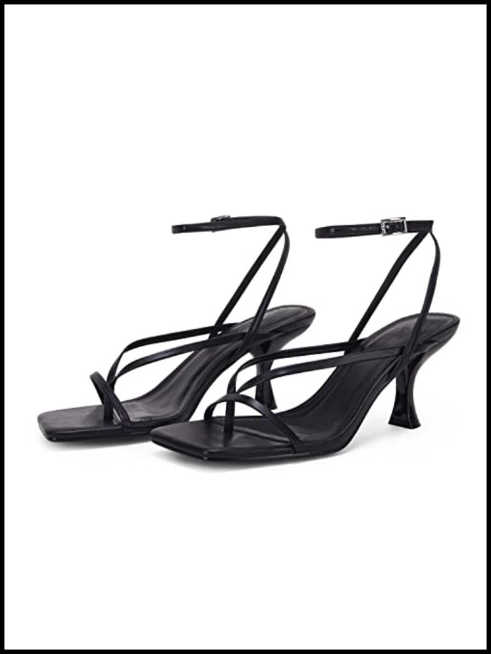Kitten Heel Square Toe Slide Sandals - Strappy Party Heels